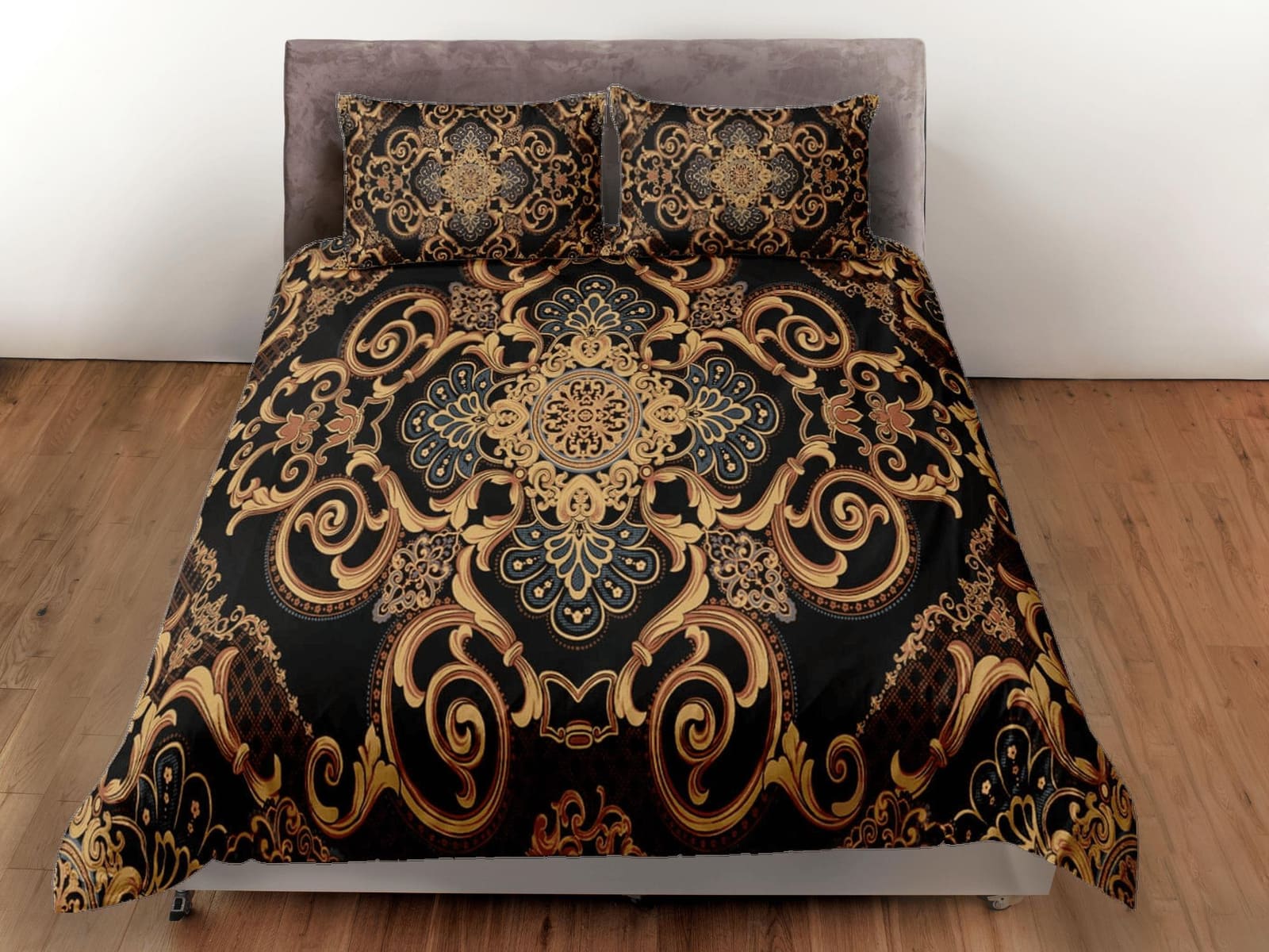 Vintage baroque victorian duvet cover boho bedding set full, queen, king, dorm bedding, aesthetic room luxury bedspread ma…
