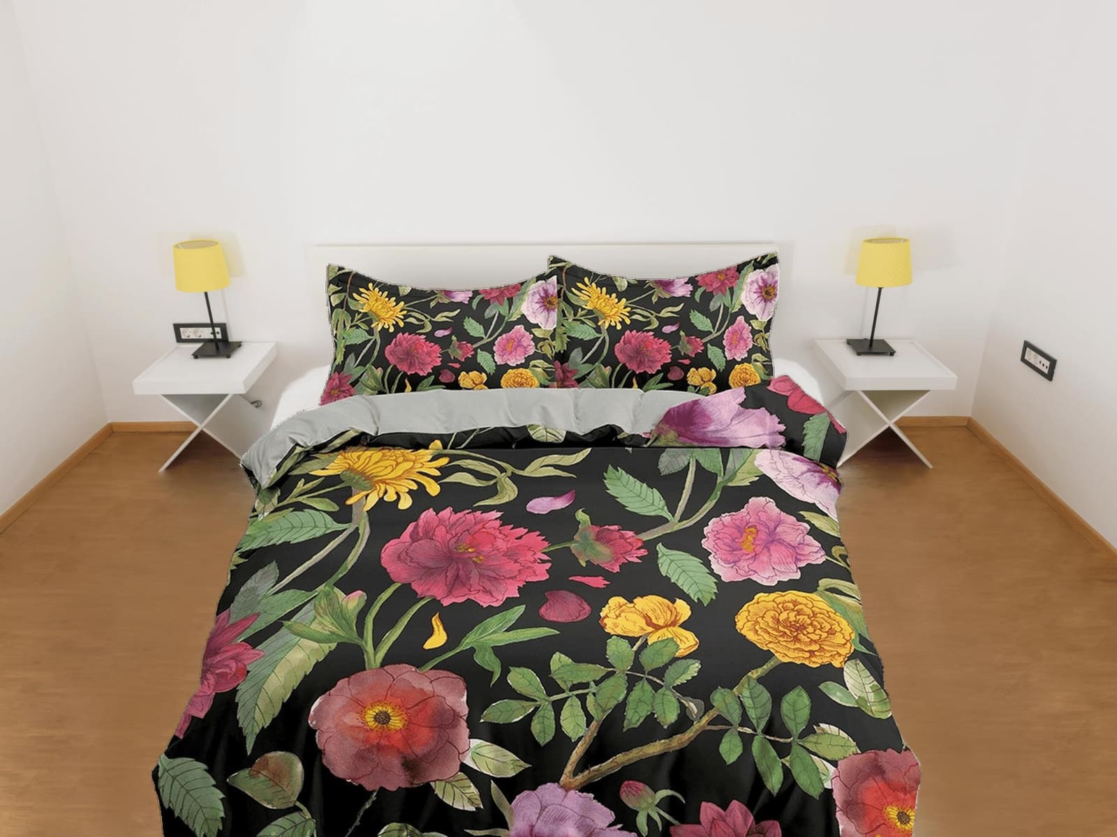 Vintage biophilic bedding, floral printed duvet cover queen, king, boho duvet, designer bedding, aesthetic bedding, maxima…