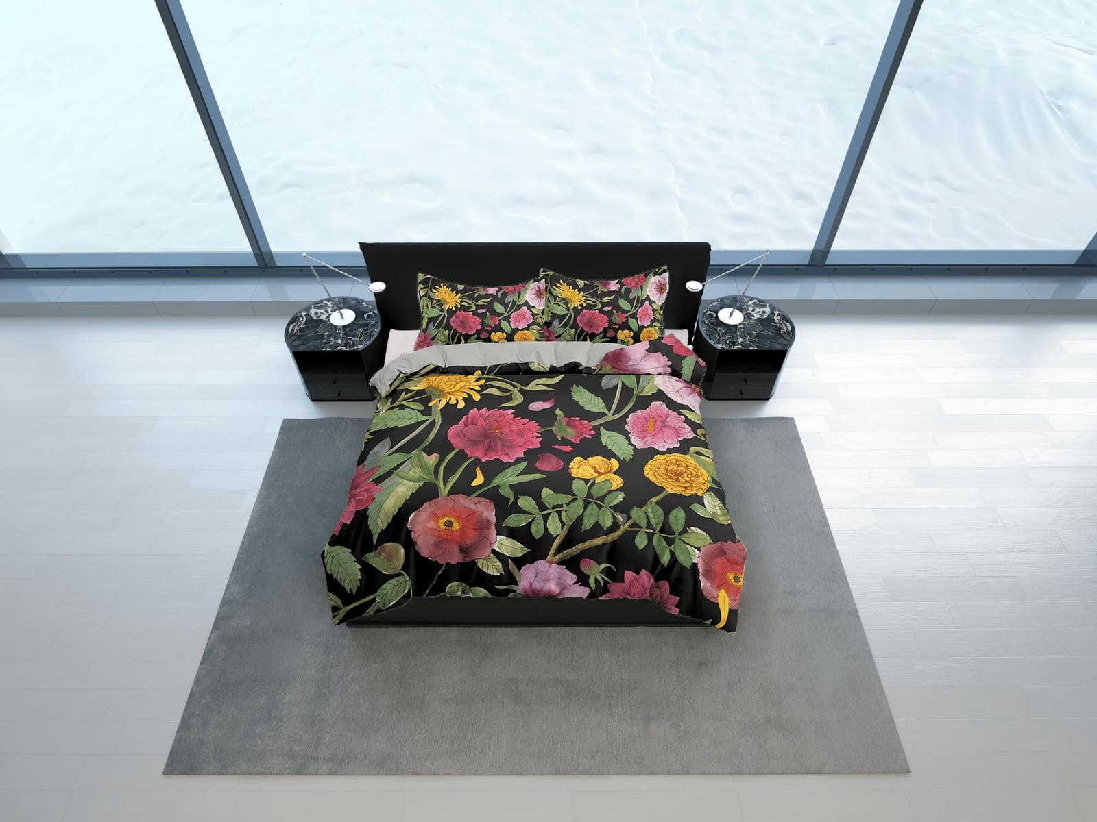 Vintage biophilic bedding, floral printed duvet cover queen, king, boho duvet, designer bedding, aesthetic bedding, maxima…