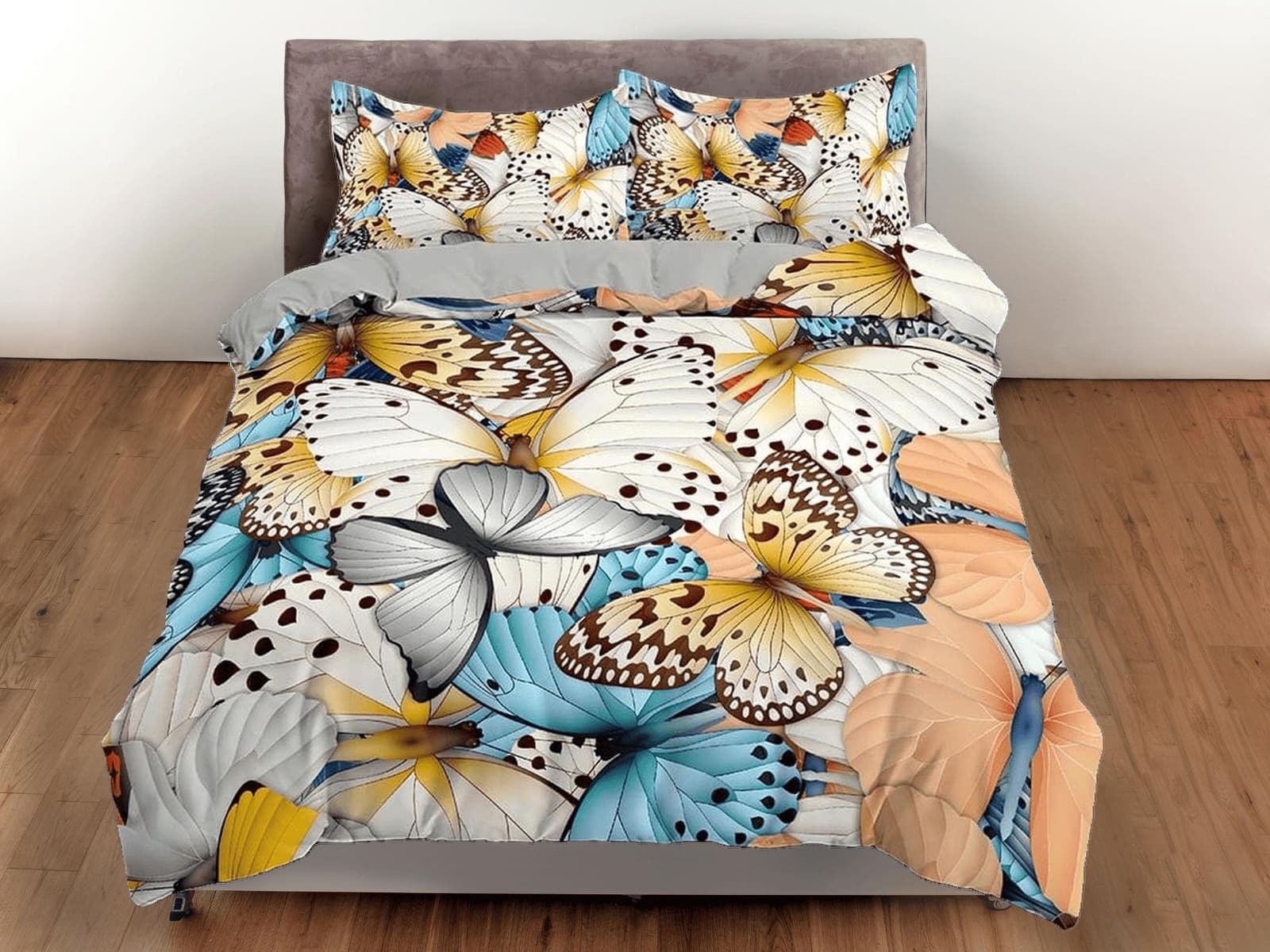 Vintage butterfly shabby chic bedding duvet cover dorm bedding, full size adult duvet king queen twin, nursery toddler bed…