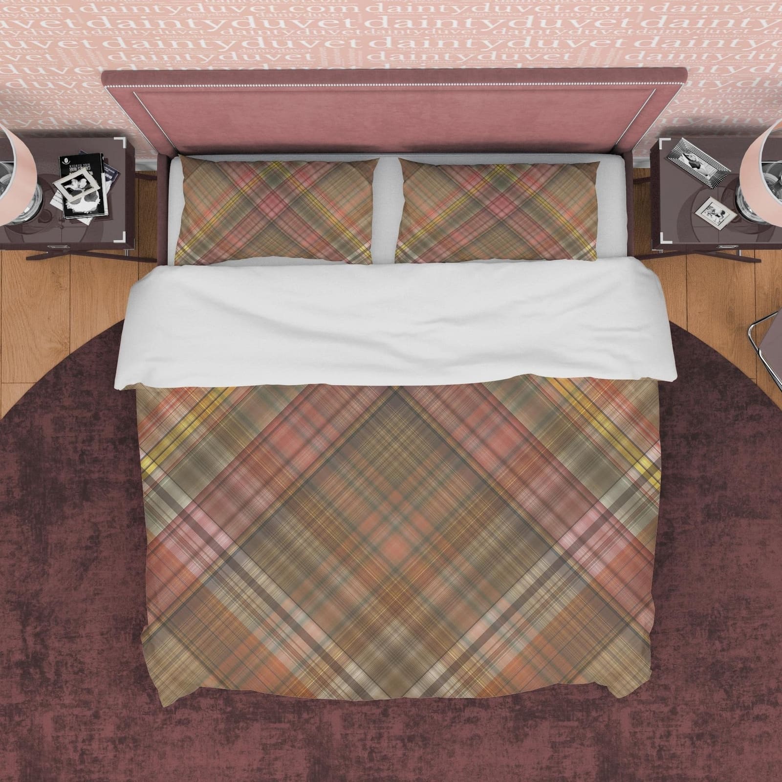Vintage Color Plaid Bedding Checkered Duvet Cover, Autumn Ambiance Bed Set Modern Farmhouse Rustic Bedroom Set, Tartan Bro…