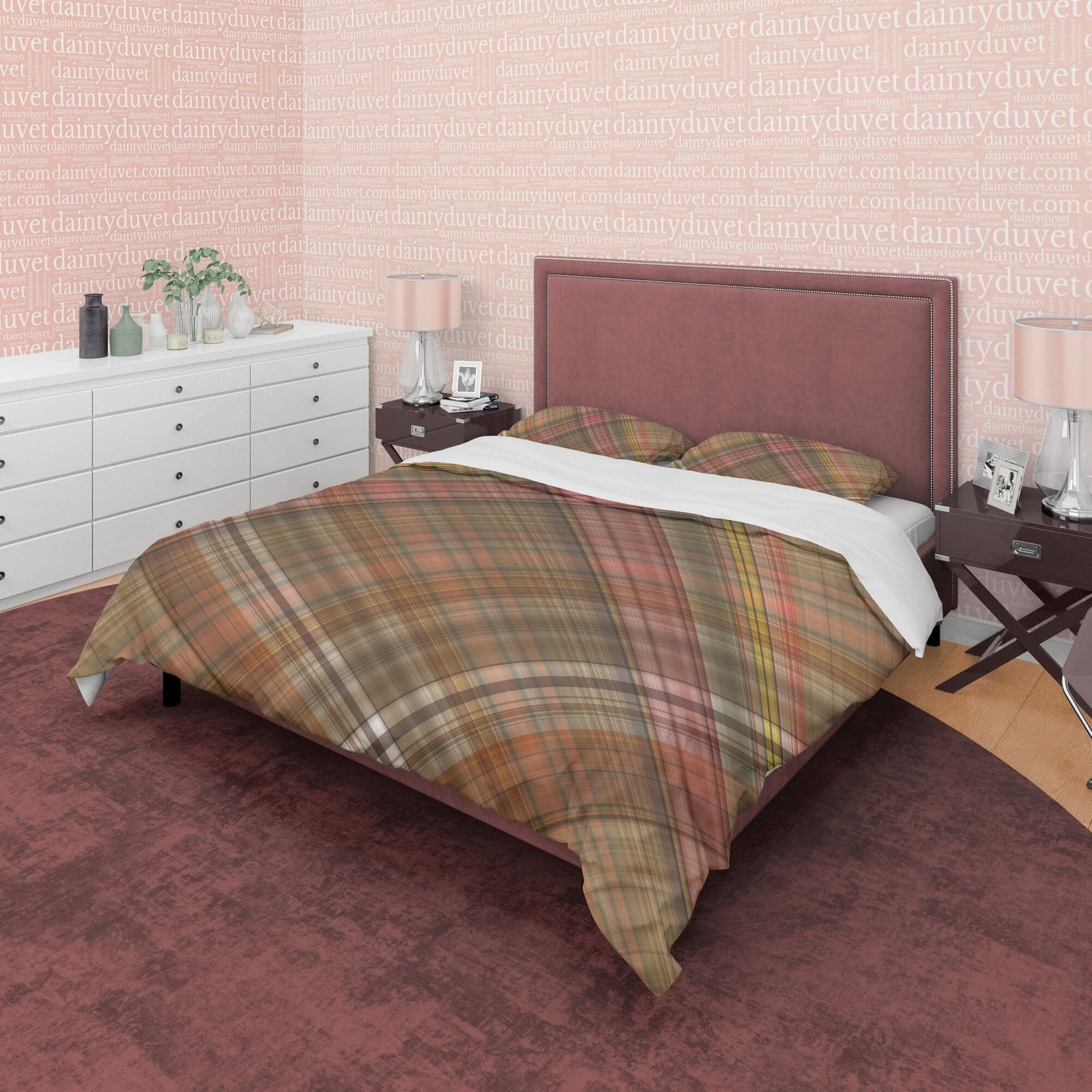 Vintage Color Plaid Bedding Checkered Duvet Cover, Autumn Ambiance Bed Set Modern Farmhouse Rustic Bedroom Set, Tartan Bro…