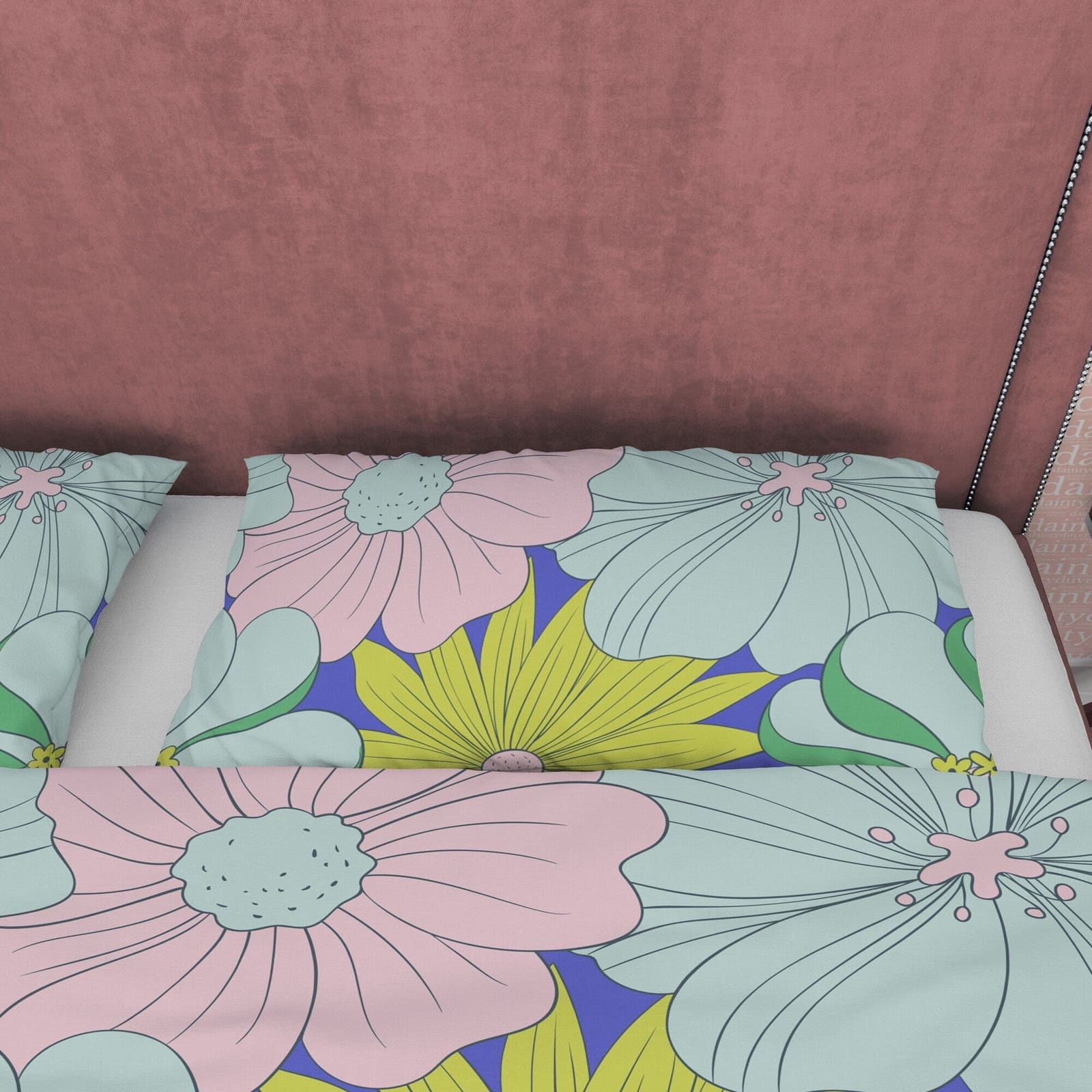 Vintage Floral Boho Bedding Colorful Duvet Cover Bohemian Bedroom Set, Green Quilt Cover, Aesthetic Flower Bedspread, Uniq…