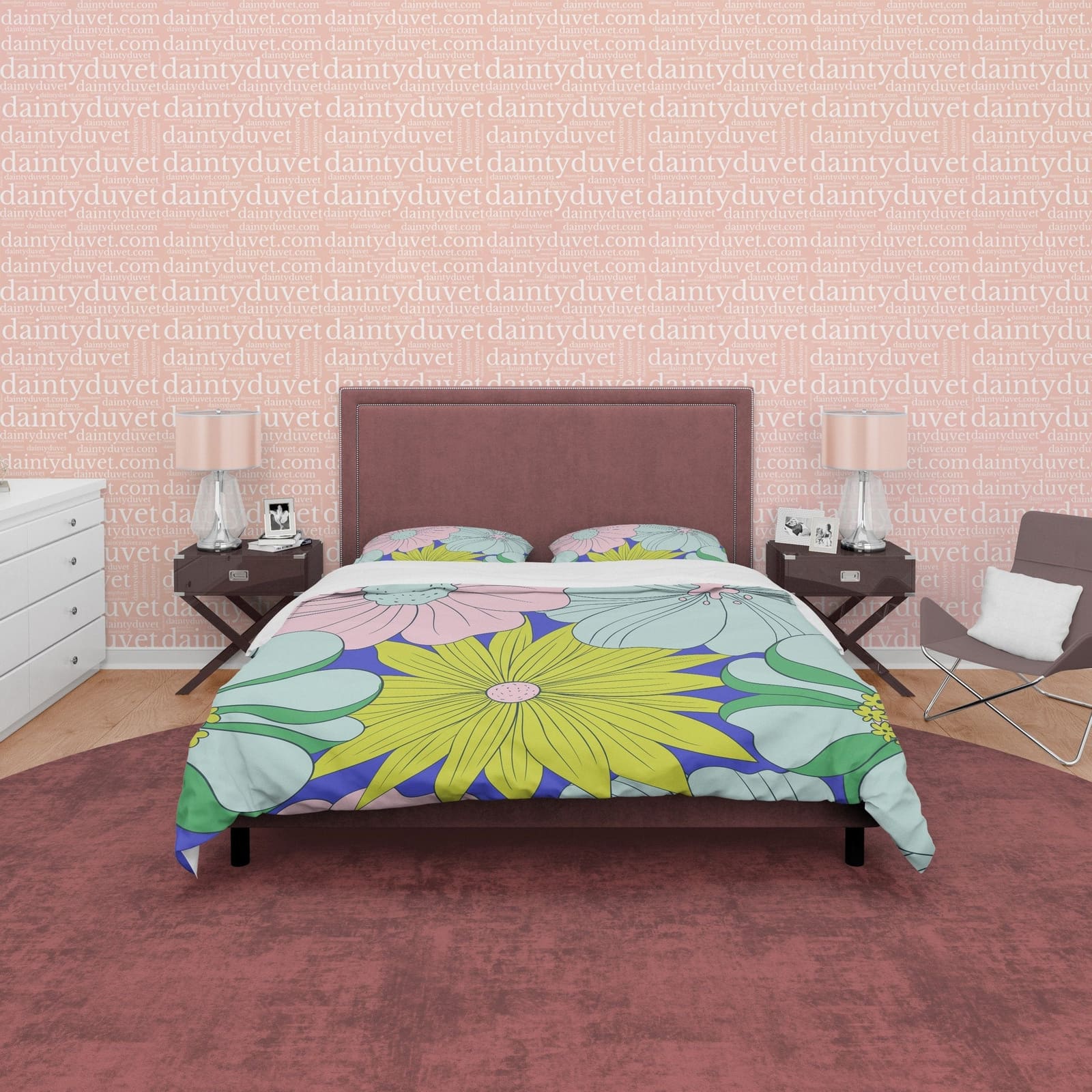 Vintage Floral Boho Bedding Colorful Duvet Cover Bohemian Bedroom Set, Green Quilt Cover, Aesthetic Flower Bedspread, Uniq…