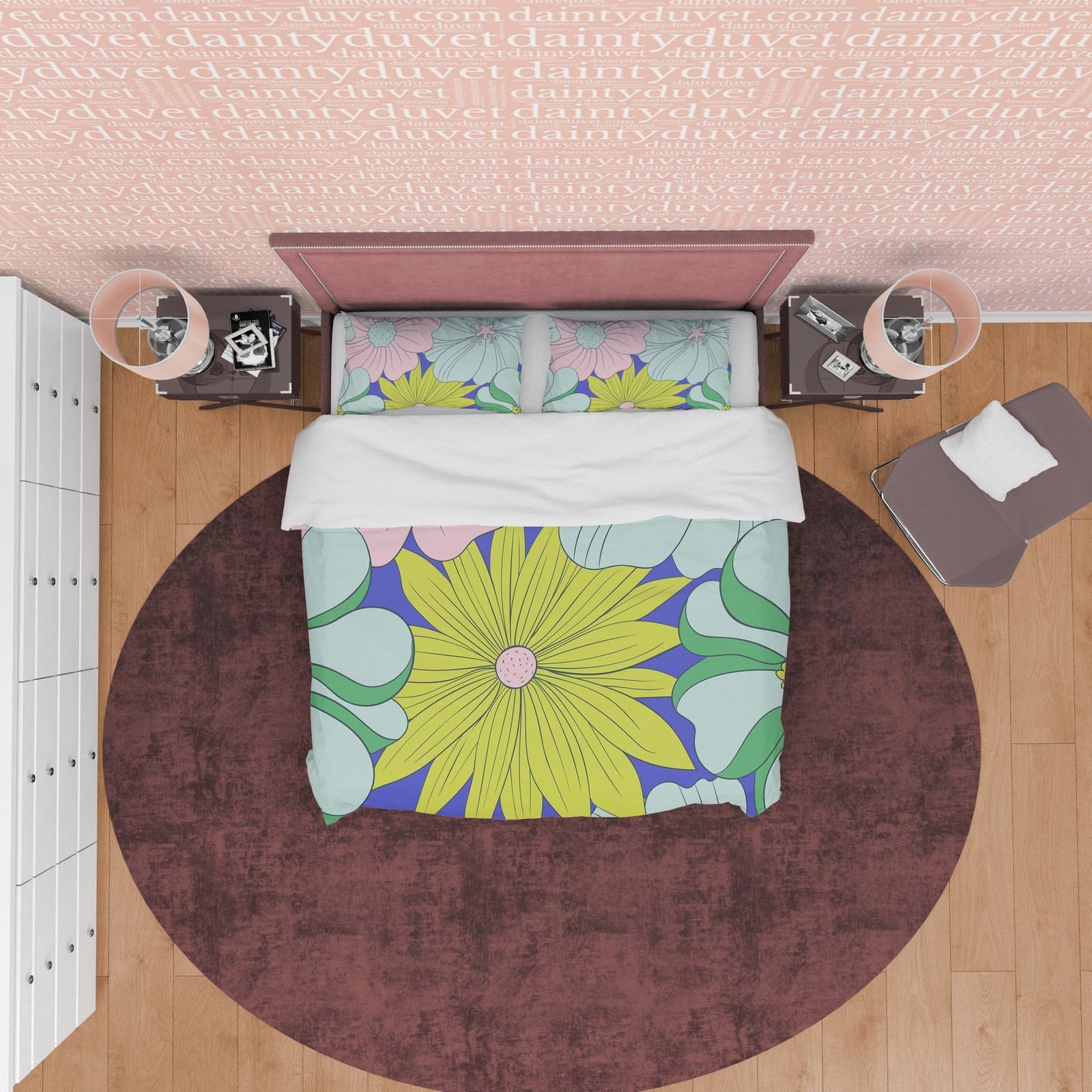 Vintage Floral Boho Bedding Colorful Duvet Cover Bohemian Bedroom Set, Green Quilt Cover, Aesthetic Flower Bedspread, Uniq…