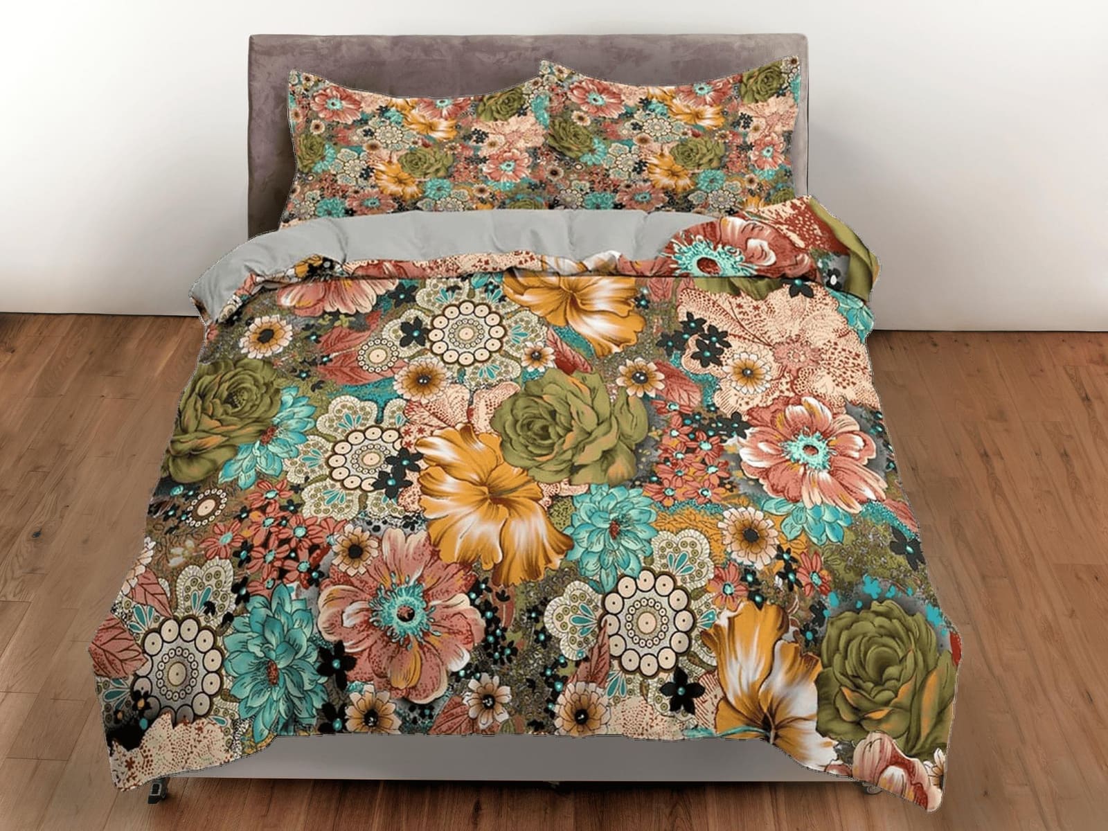 Vintage retro bedding shabby chic duvet cover queen, king, boho duvet, designer bedding, aesthetic bedding, maximalist ful…