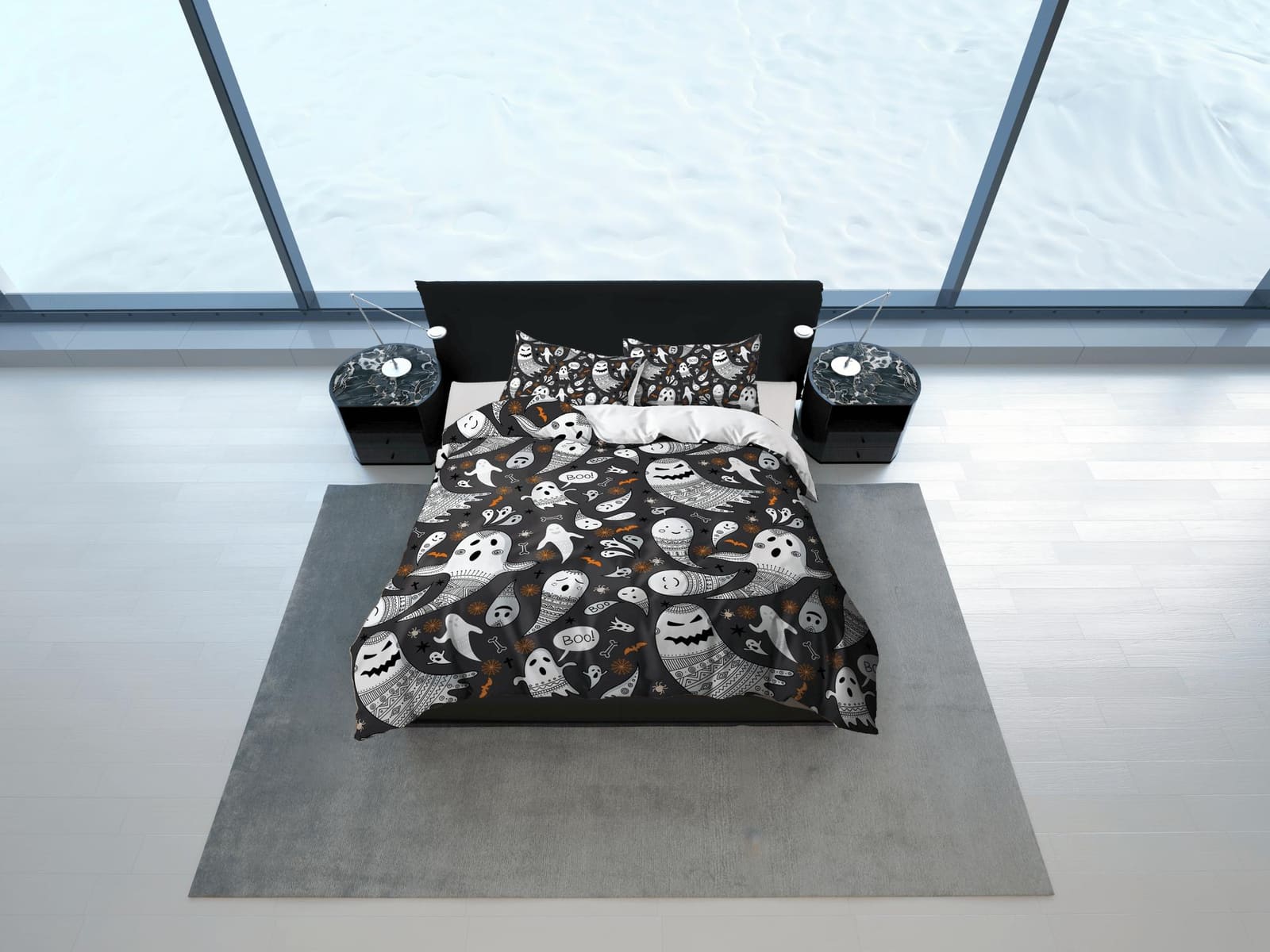 Voo doo ghost halloween bedding & pillowcase, duvet cover, dorm bedding, halloween decor goth bedding, halloween gift, tod…