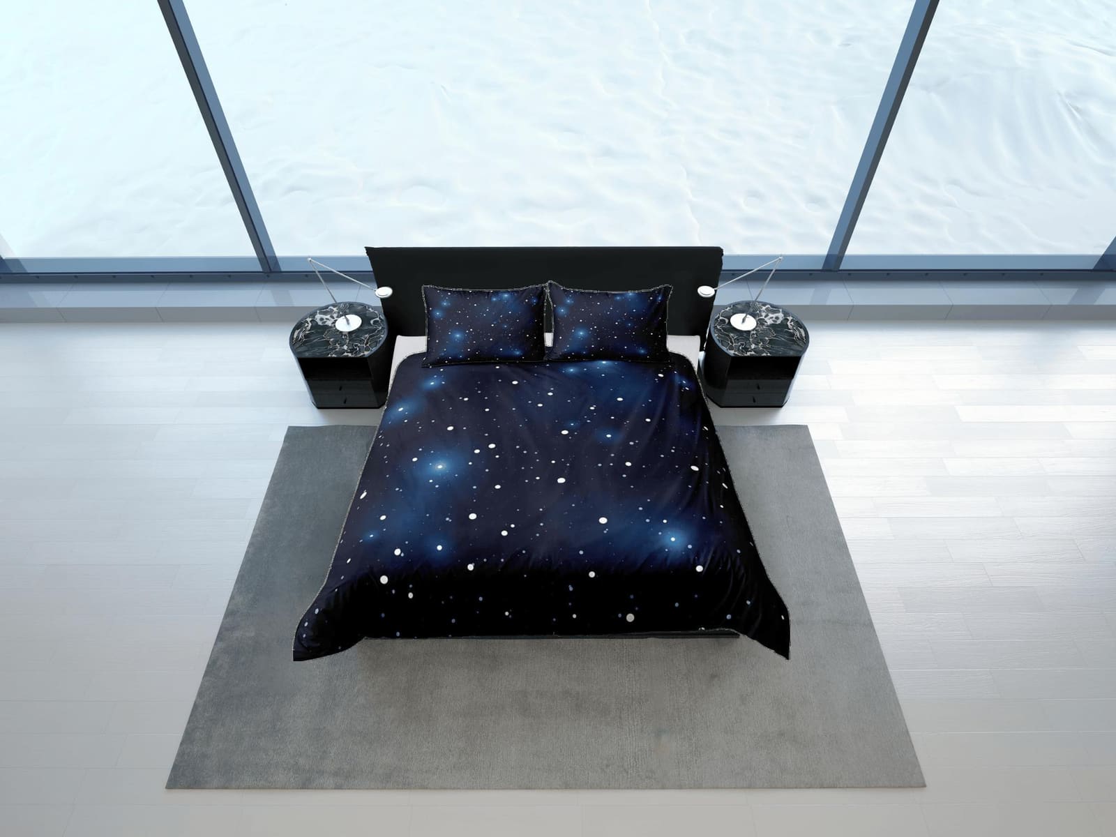 White dwarf stars galaxy bedding, 3D outer space bedding set full, cosmic duvet cover king, queen, dorm bedding, toddler b…