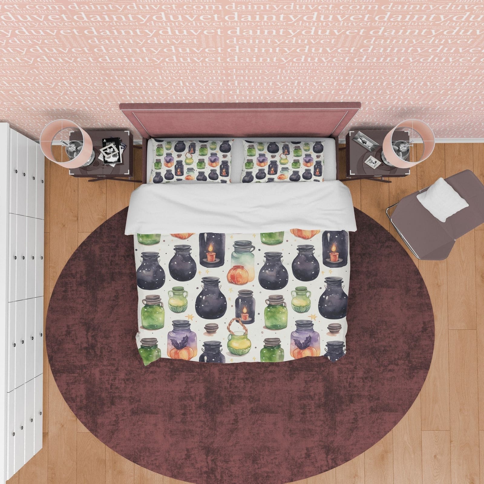 Witch Craft Jar Duvet Cover Set, Unique Spooky Potion Blanket Cover Aesthetic Zipper Bedding, Halloween Trick Or Treat Kid…