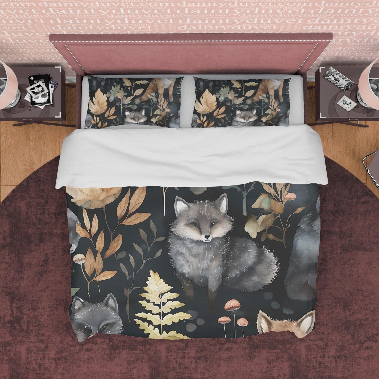 Wolf Midnight Forest Duvet Cover Set, Scary Night Plant Quilt Cover Aesthetic Zipper Bedding, Halloween Room Decor, Jungle…