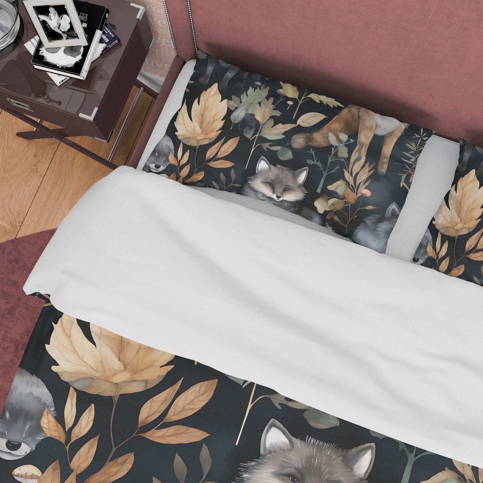 Wolf Midnight Forest Duvet Cover Set, Scary Night Plant Quilt Cover Aesthetic Zipper Bedding, Halloween Room Decor, Jungle…