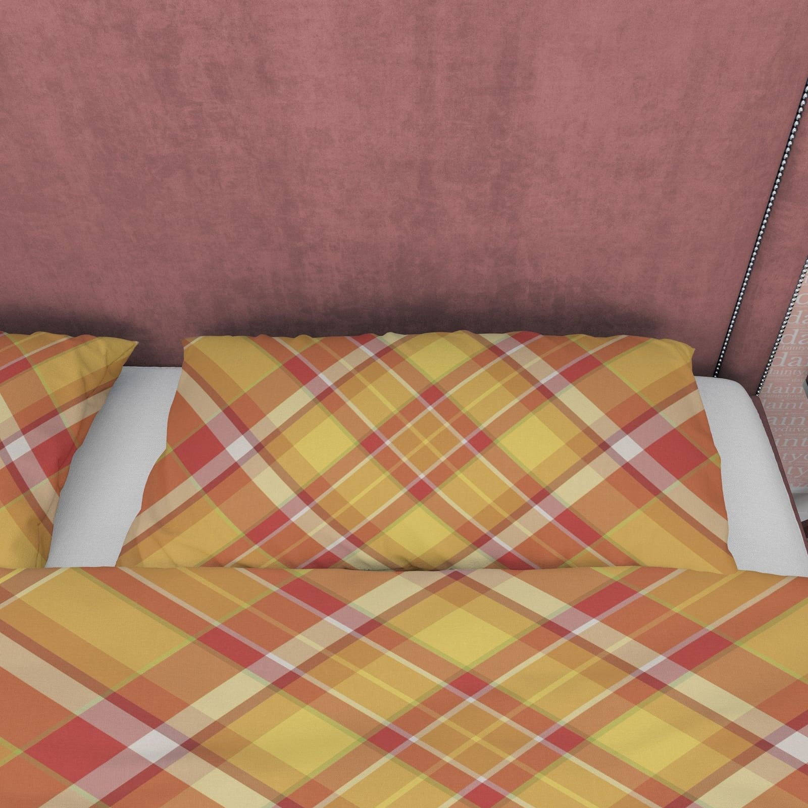 Yellow Orange Geometric Checkered Duvet Cover, Plaid Diagonal Bedding Set Modern Farmhouse Rustic Bedroom Set, Tartan Quil…
