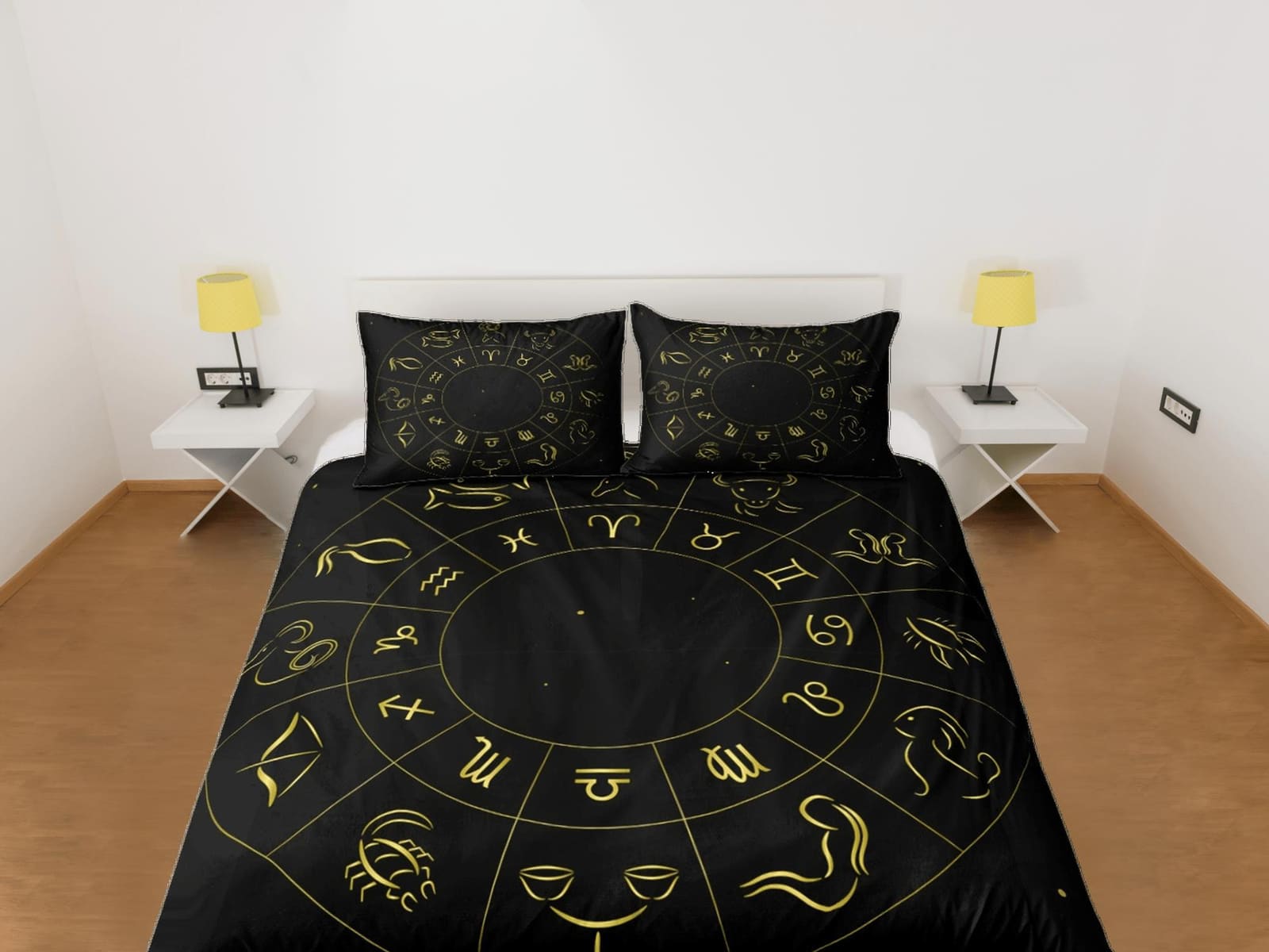 Zodiac signs celestial bedding, witchy decor dorm bedding, aesthetic duvet cover black, boho bedding set full king queen,…