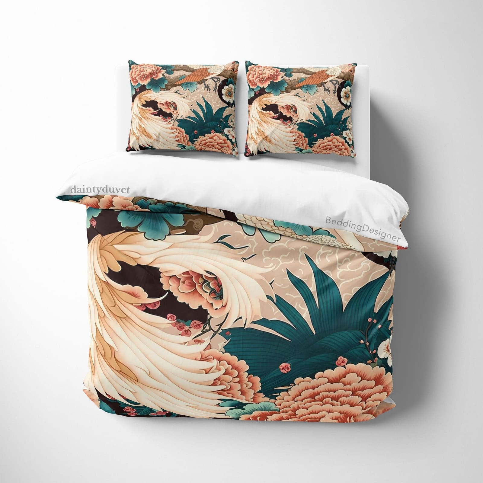 Colorful Japanese Pattern Bedding Set, Cotton Duvet Cover Chrysanthemum Bonsai Blanket Cover, Girly Bedroom Bedspread Uniq…