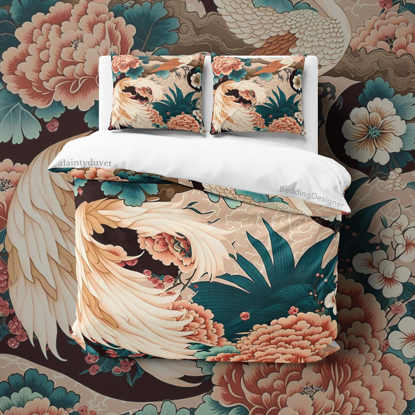 Colorful Japanese Pattern Bedding Set, Cotton Duvet Cover Chrysanthemum Bonsai Blanket Cover, Girly Bedroom Bedspread Uniq…