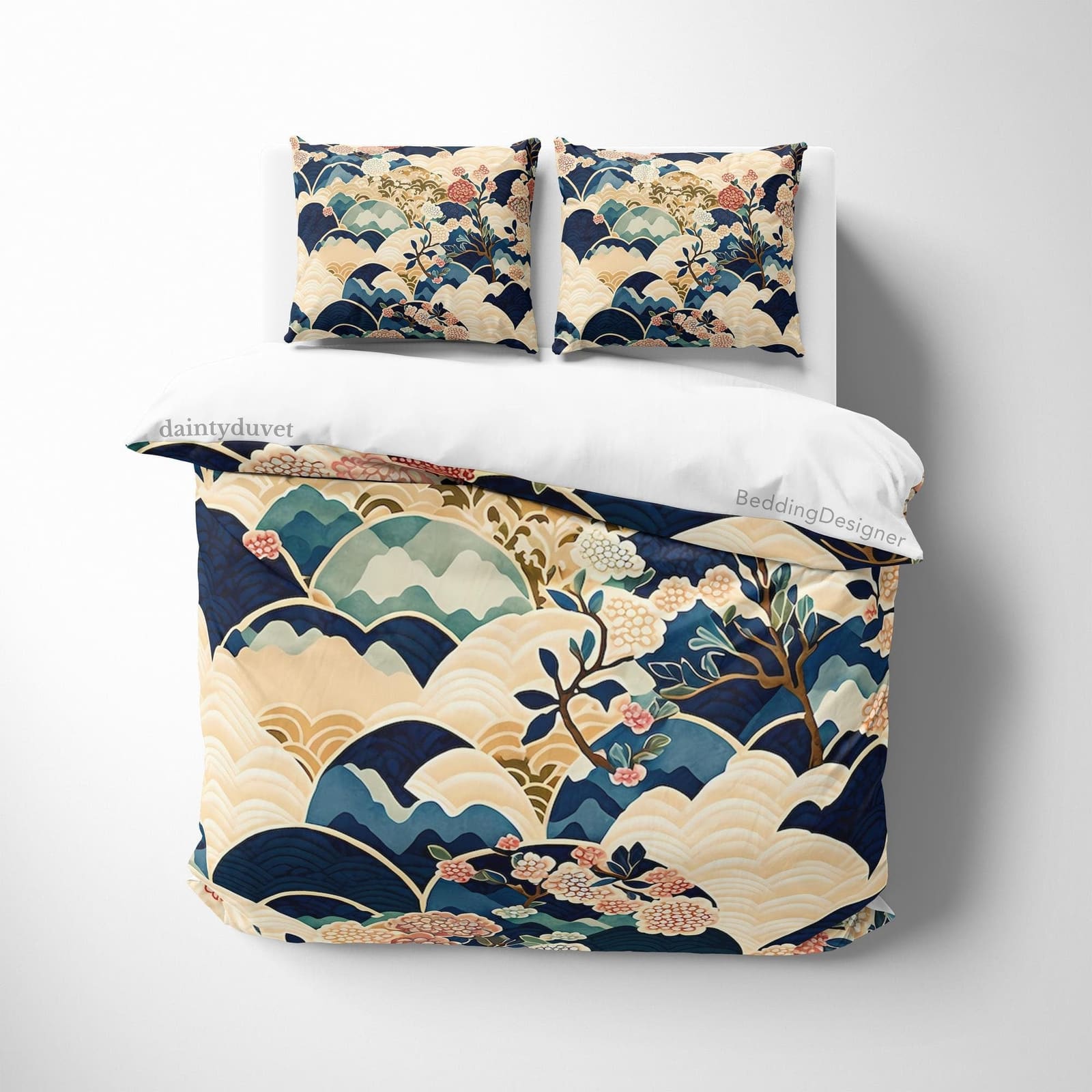 Cherry Blossom Duvet Cover Oriental Pattern Quilt Cover, Colorful Bedding Set Teens Bedroom Blanket Cover, Reversible Beds…