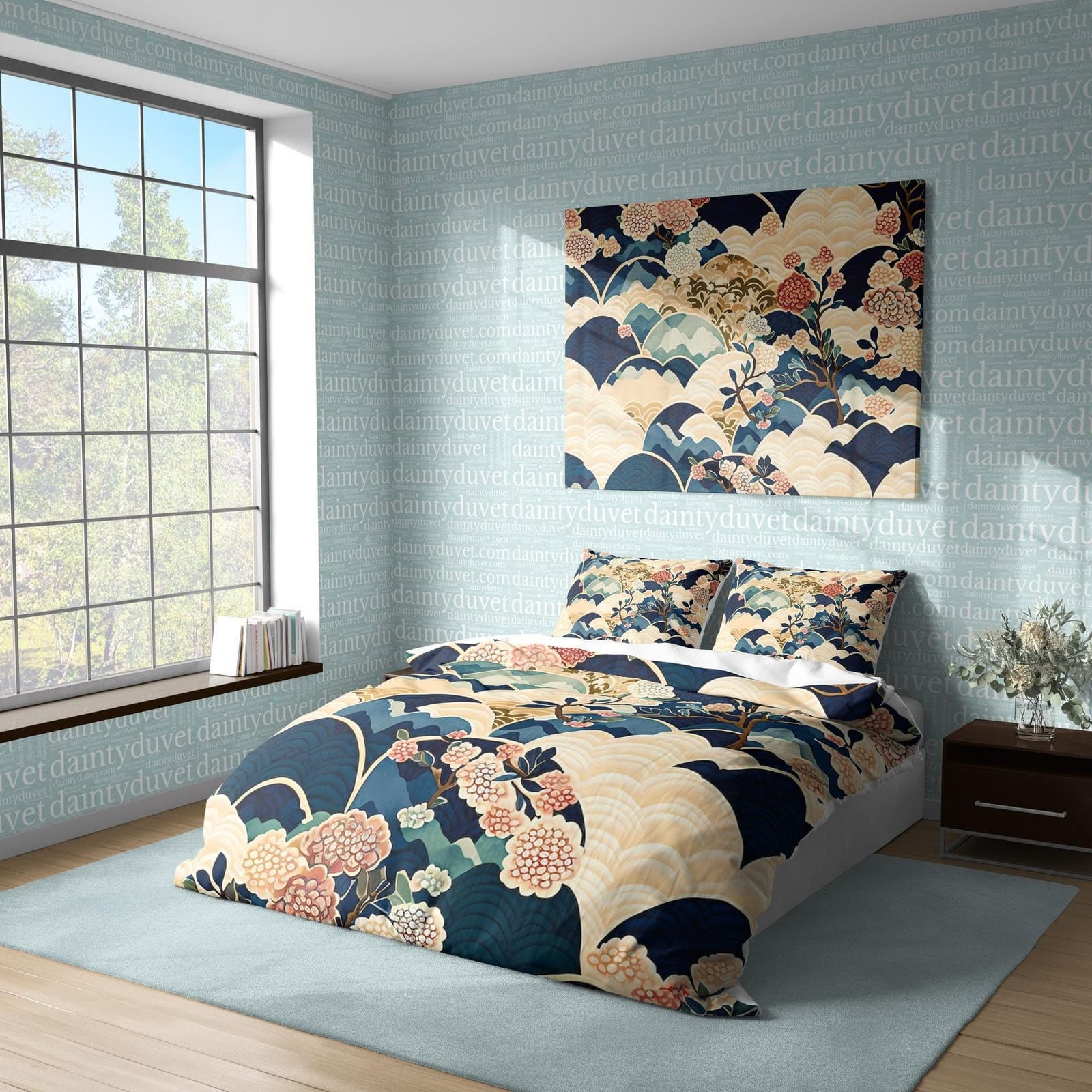Cherry Blossom Duvet Cover Oriental Pattern Quilt Cover, Colorful Bedding Set Teens Bedroom Blanket Cover, Reversible Beds…