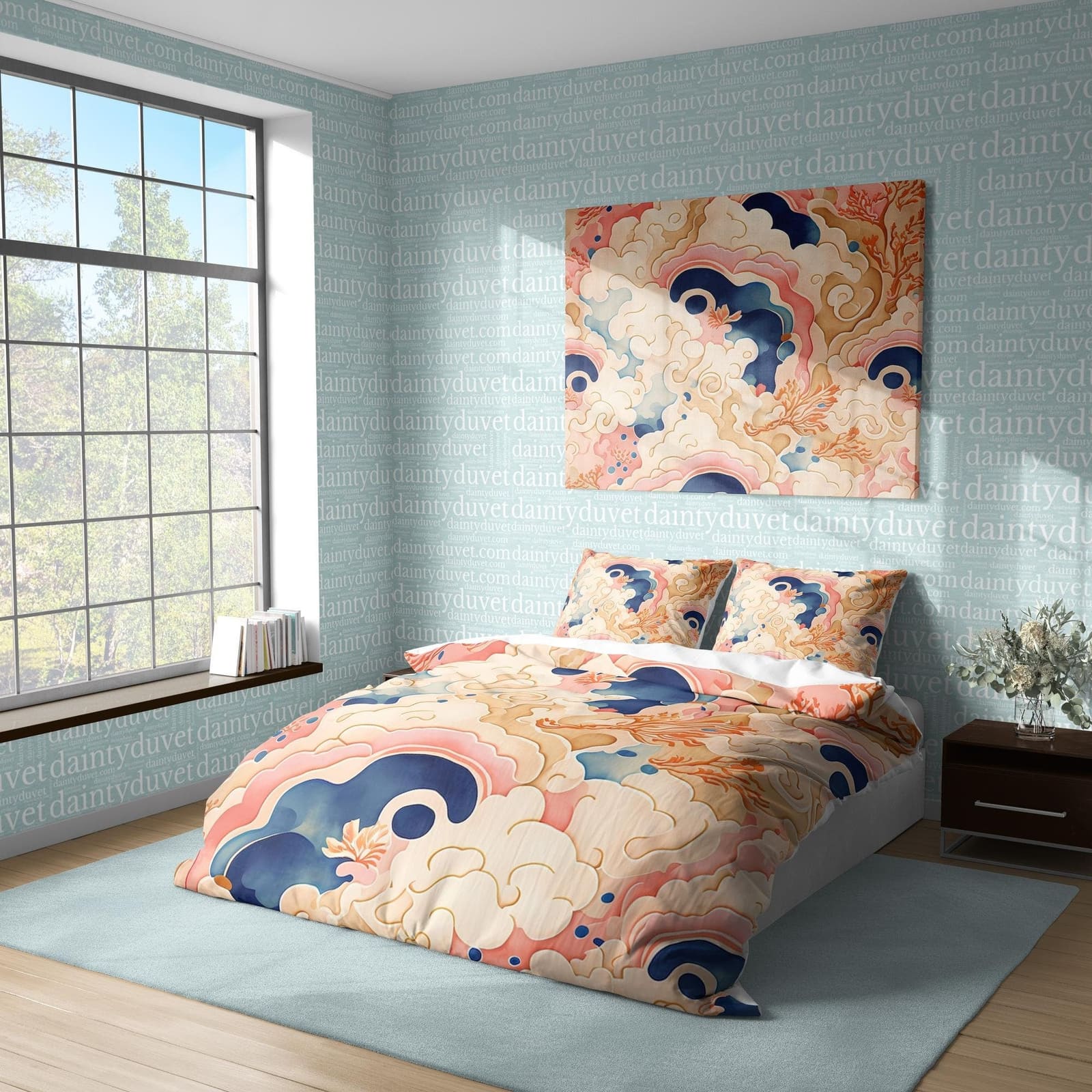 Oriental Pattern Quilt Cover Japanese Bedding Set, Cotton Duvet Cover Colorful Bedspread, Teens Bedroom Blanket Cover, Abs…