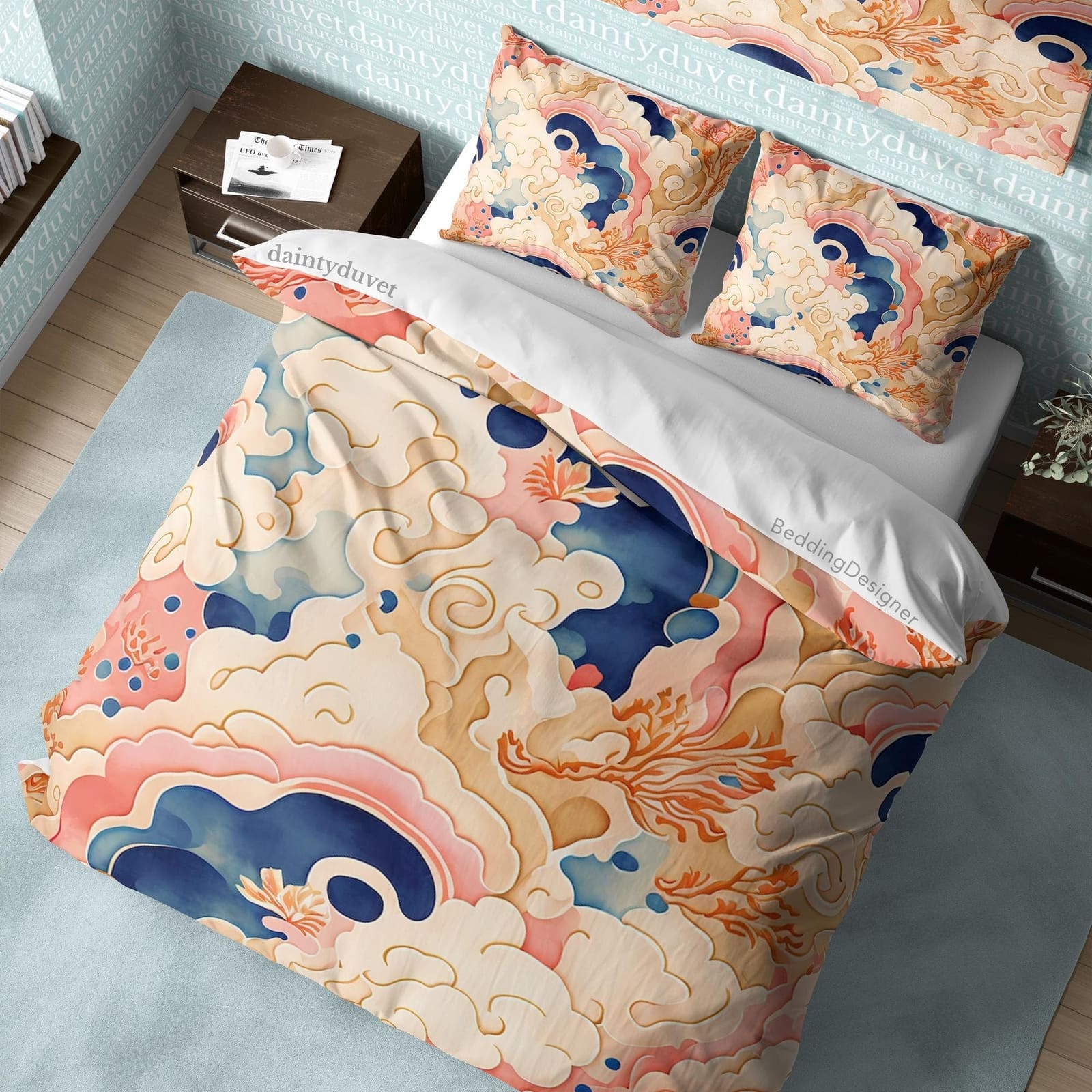 Oriental Pattern Quilt Cover Japanese Bedding Set, Cotton Duvet Cover Colorful Bedspread, Teens Bedroom Blanket Cover, Abs…
