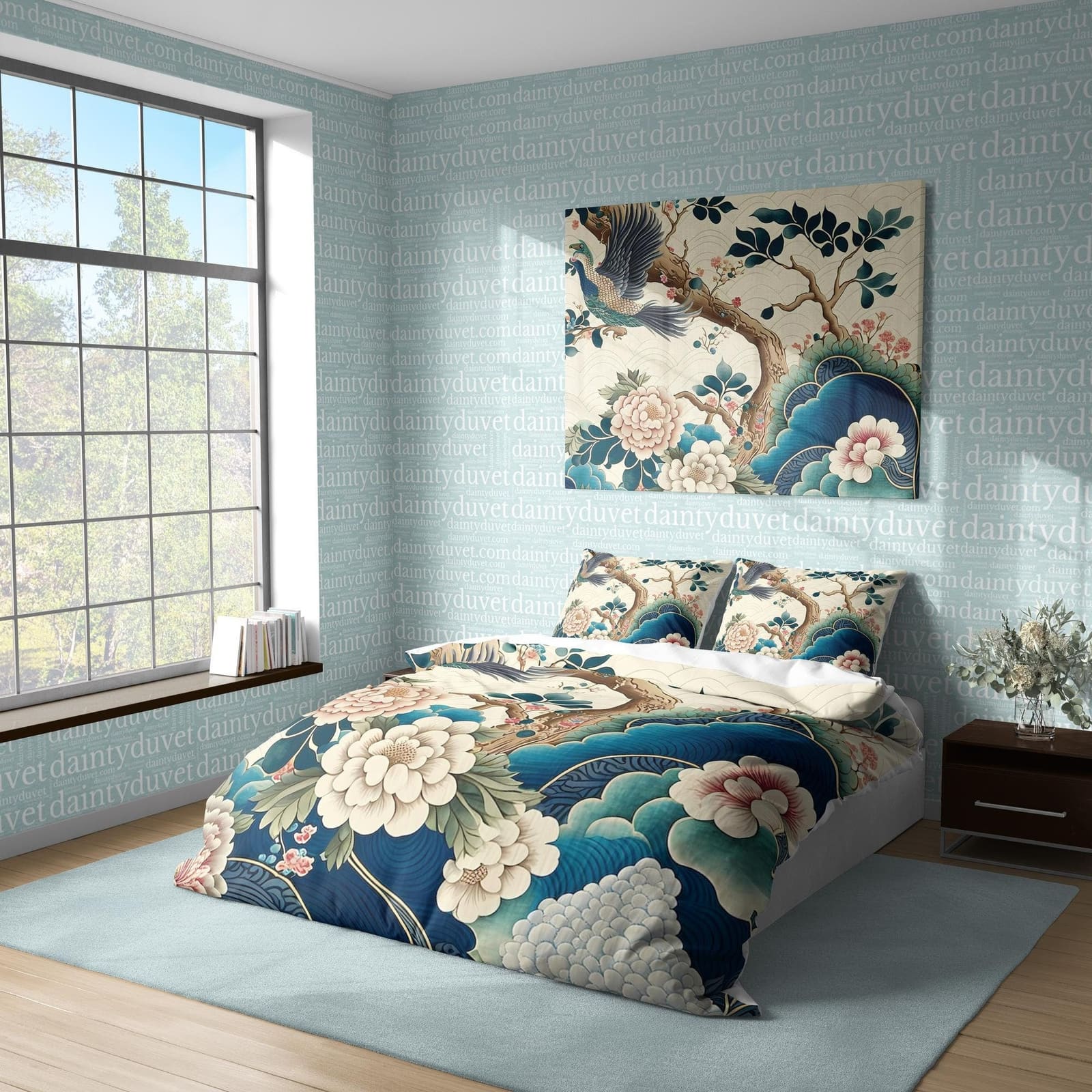 Camellia Duvet Cover Chrysanthemum Quilt Cover, Cherry Blossom Bedding Set Japanese Pattern Blanket Cover, Sakura Tree Bed…