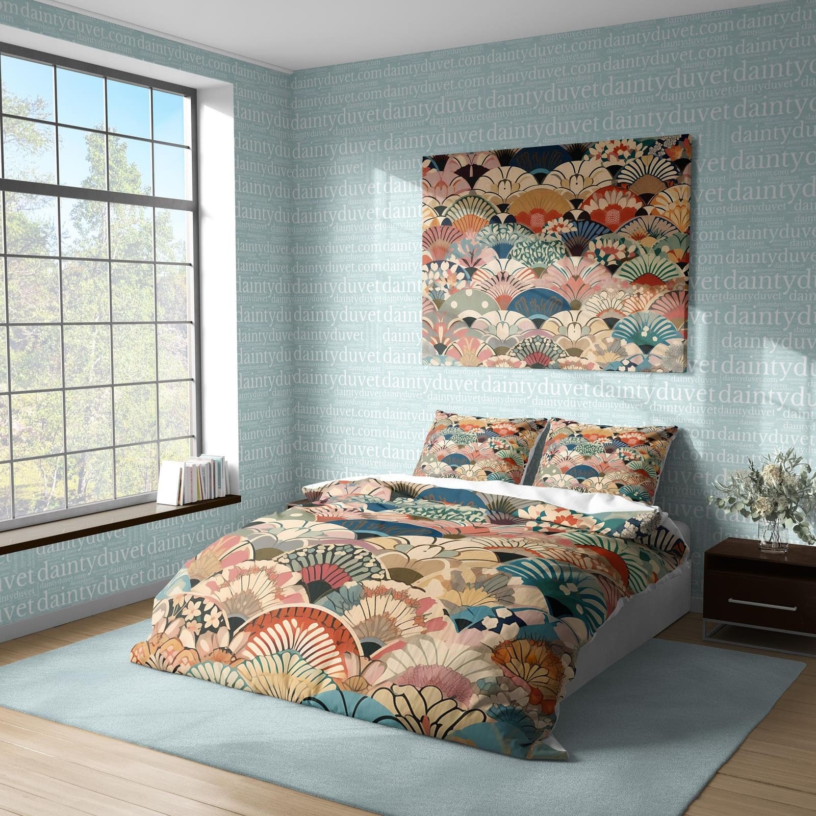 Oriental Pattern Quilt Cover Japanese Bedding Set, Cotton Duvet Cover Colorful Blanket Cover, Adults Room Bedspread Grandm…