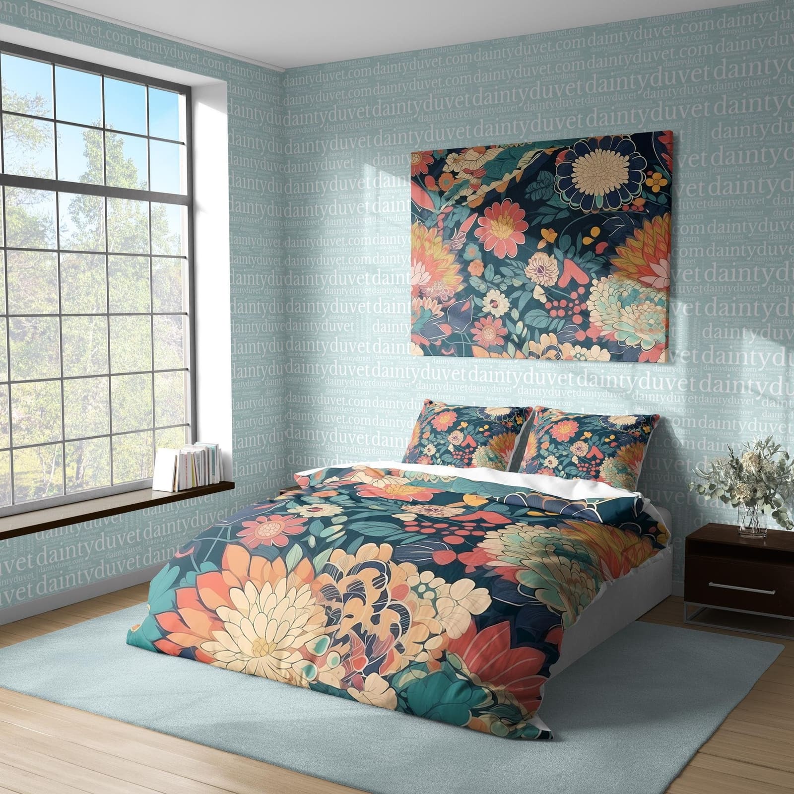 Vintage Flower Quilt Cover Japanese Bedding Set, Cotton Duvet Cover Lotus Blanket Cover, Adults Bedroom Bedspread Colorful…