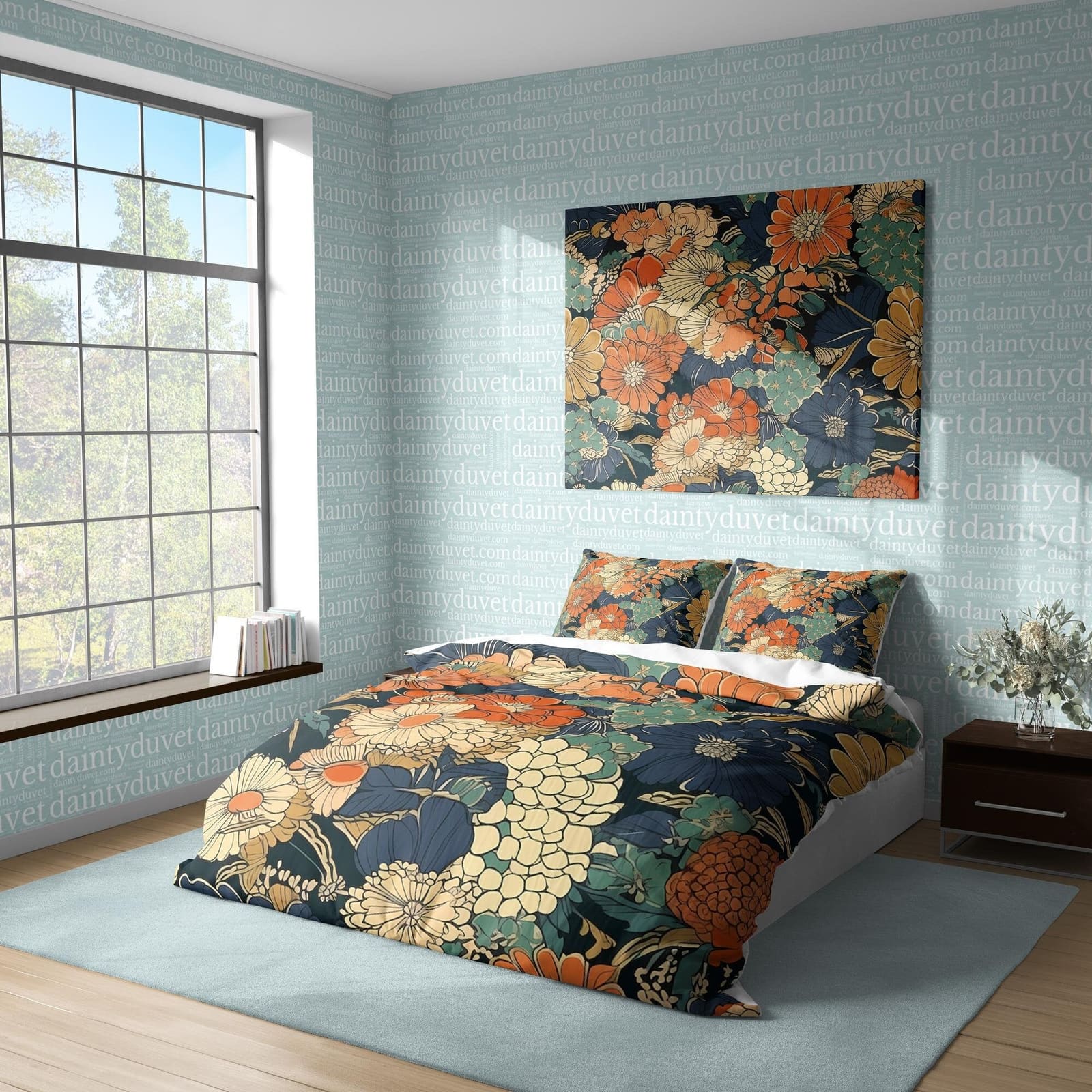 Vibrant Color Chrysanthemum Quilt Cover Japanese Bedding Set, Cotton Duvet Cover Colorful Bedspread, Girly bedroom Blanket…