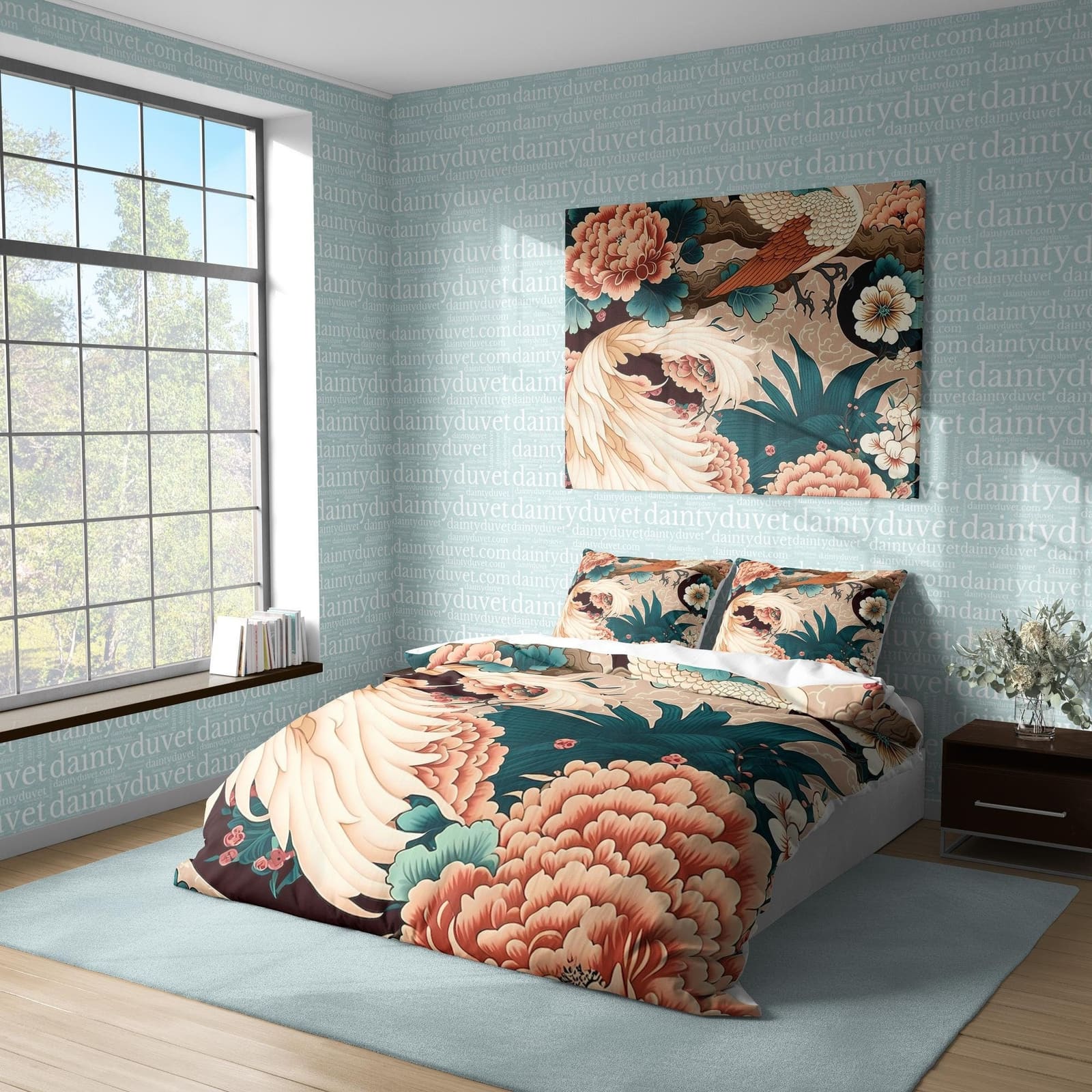Colorful Japanese Pattern Bedding Set, Cotton Duvet Cover Chrysanthemum Bonsai Blanket Cover, Girly Bedroom Bedspread Uniq…
