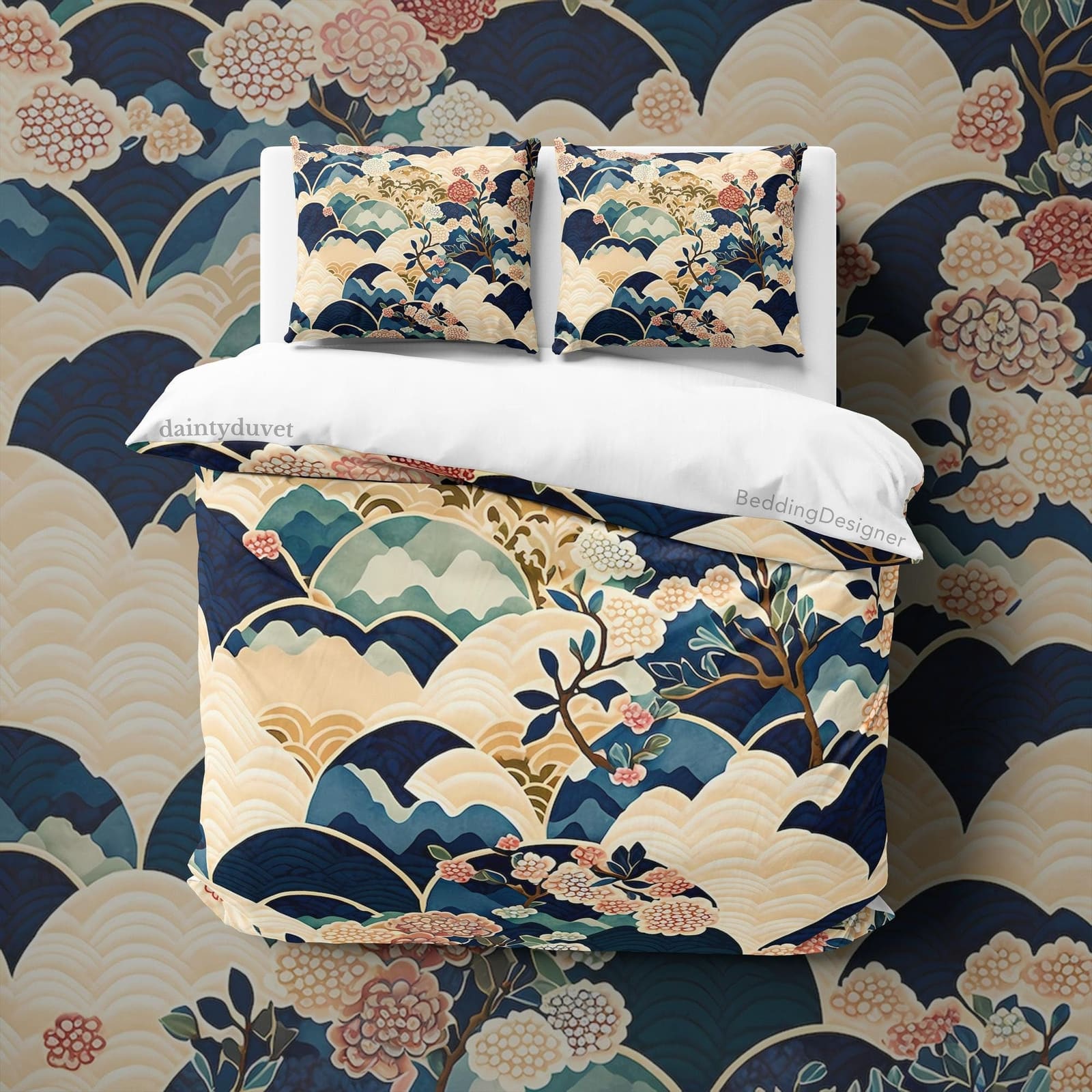 Cherry Blossom Duvet Cover Oriental Pattern Quilt Cover, Colorful Bedding Set Teens Bedroom Blanket Cover, Reversible Beds…