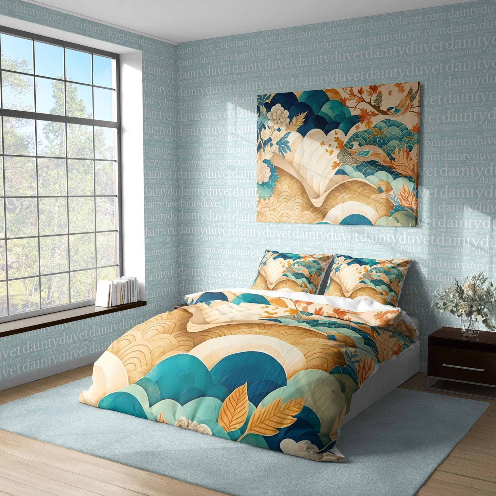 Oriental Pattern Duvet Cover Japanese Art Quilt Cover, Great Wave Bedding Set Beige Bedspread, Zen Vibe Blanket Cover Teen…