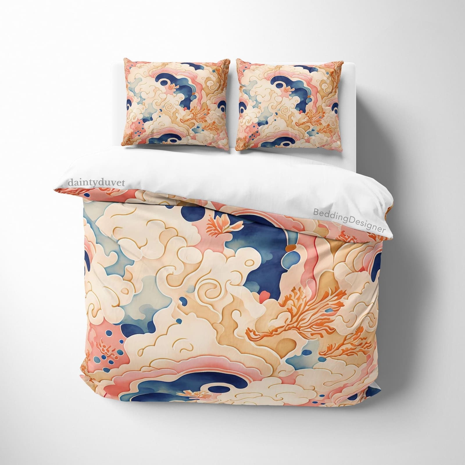 Oriental Pattern Quilt Cover Japanese Bedding Set, Cotton Duvet Cover Colorful Bedspread, Teens Bedroom Blanket Cover, Abs…