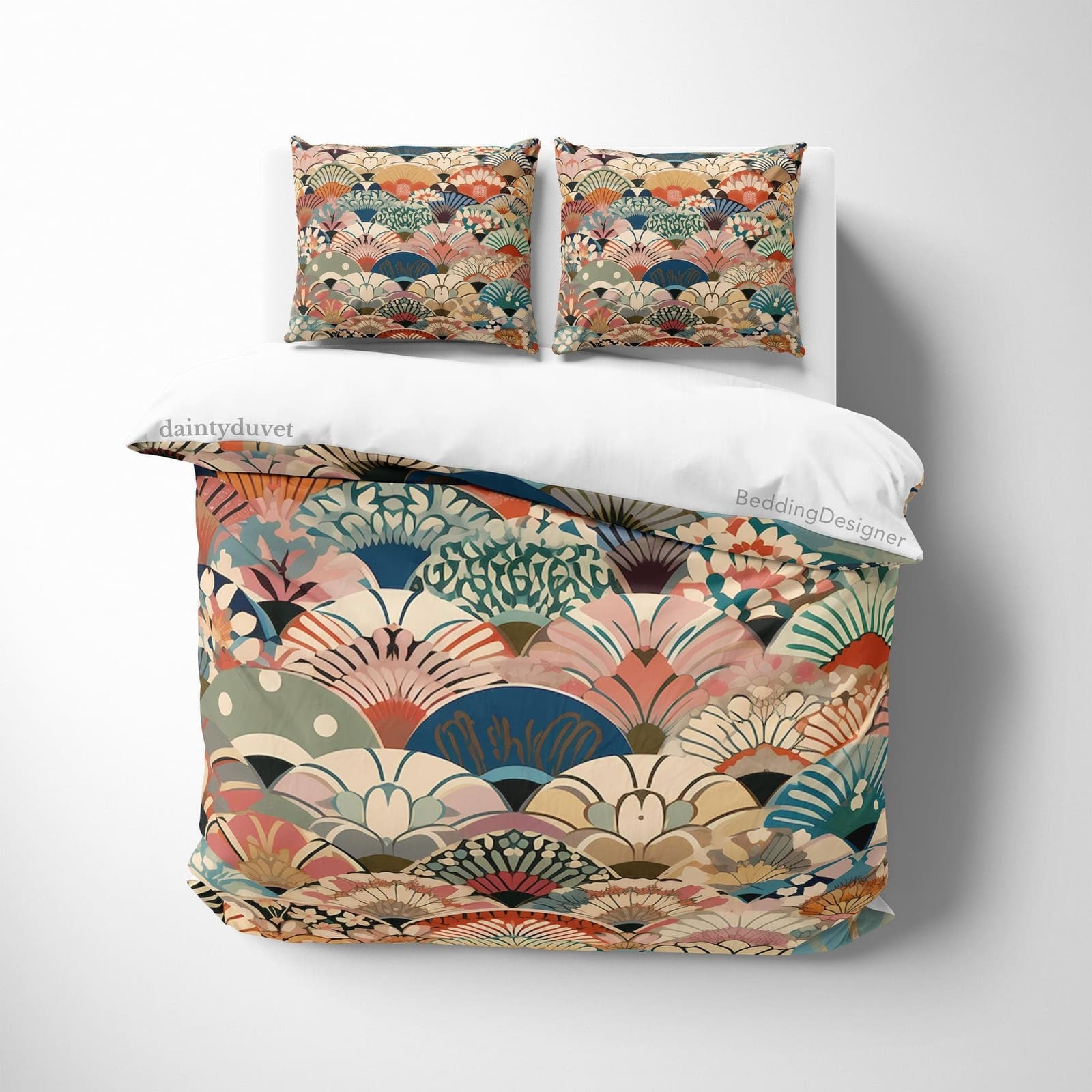 Oriental Pattern Quilt Cover Japanese Bedding Set, Cotton Duvet Cover Colorful Blanket Cover, Adults Room Bedspread Grandm…