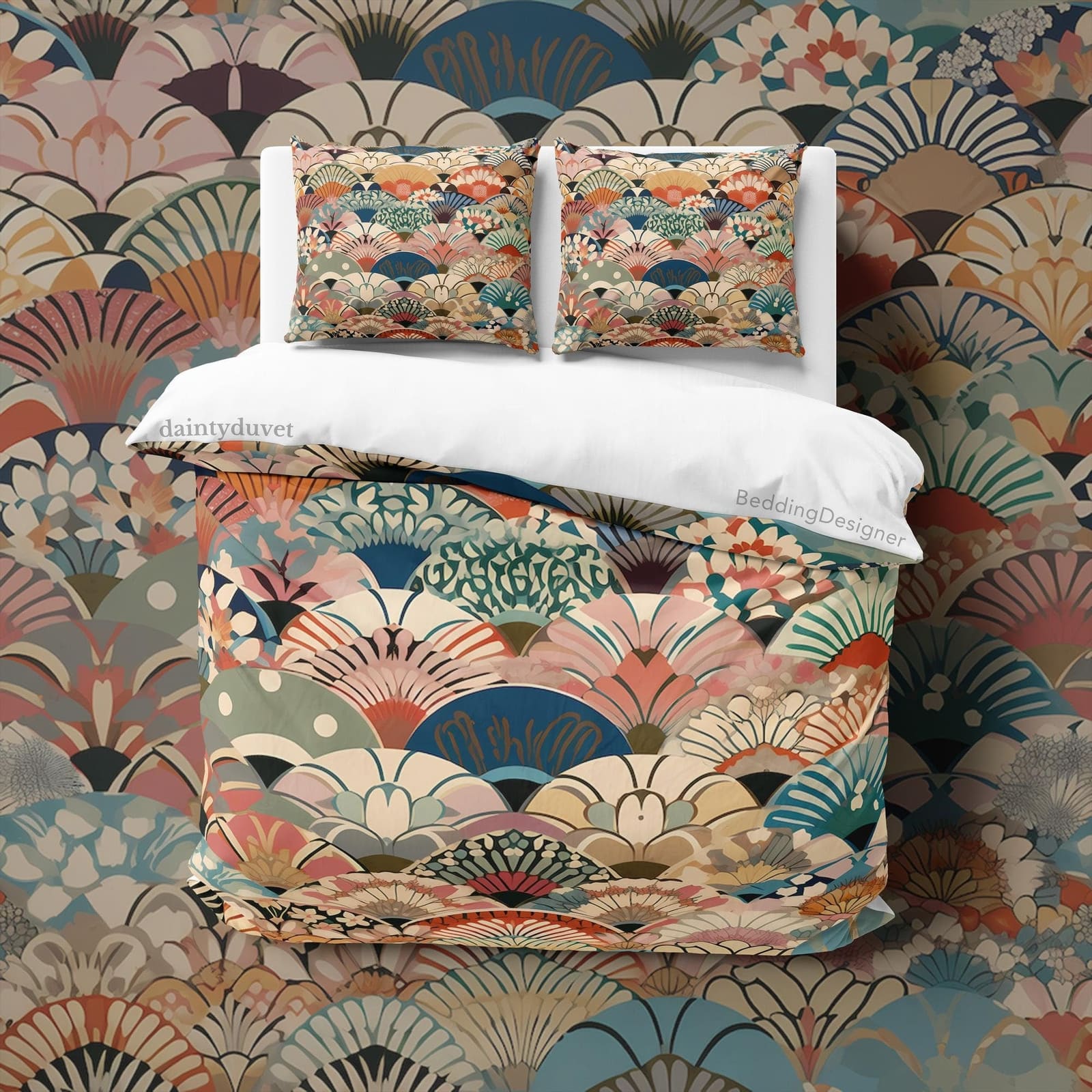 Oriental Pattern Quilt Cover Japanese Bedding Set, Cotton Duvet Cover Colorful Blanket Cover, Adults Room Bedspread Grandm…