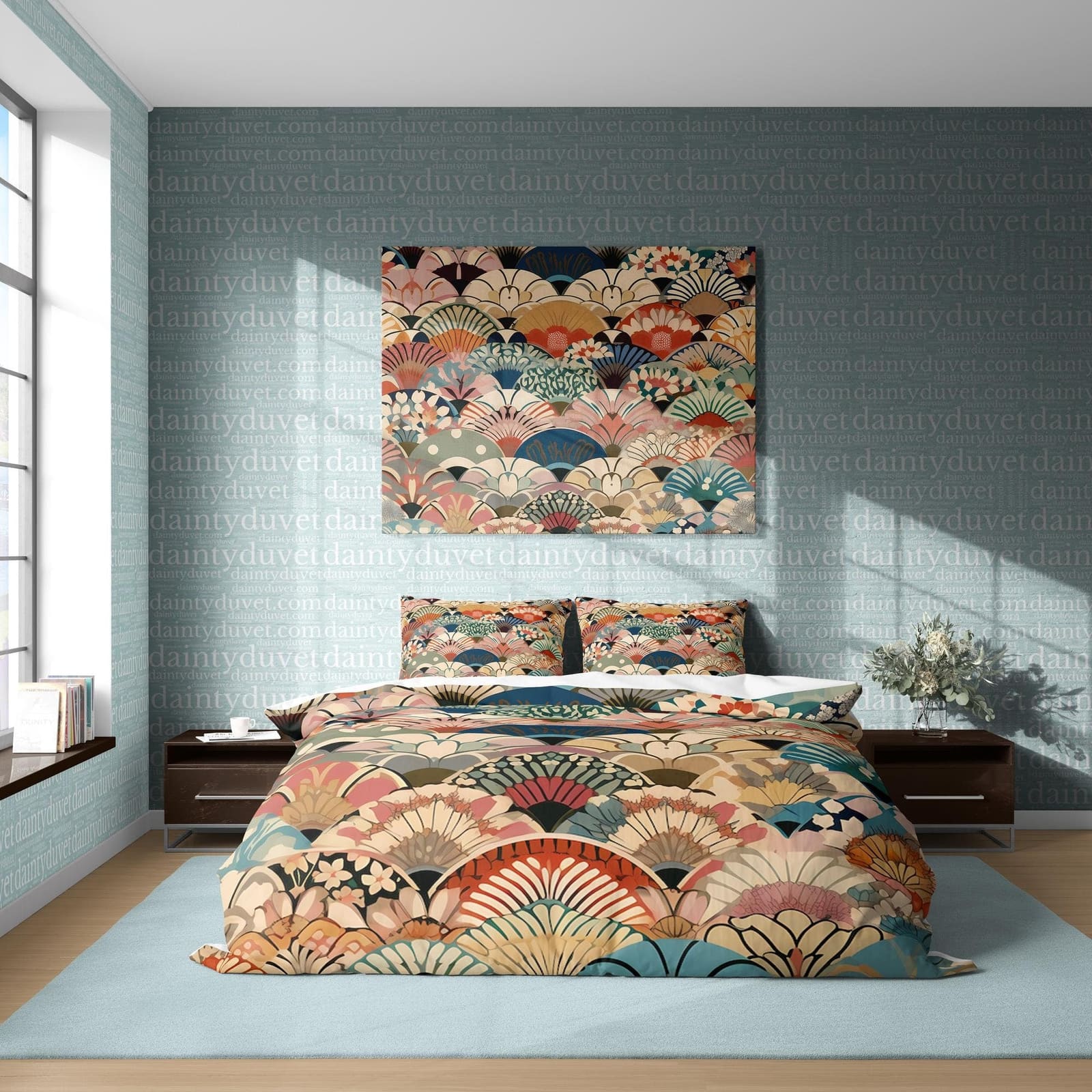 Oriental Pattern Quilt Cover Japanese Bedding Set, Cotton Duvet Cover Colorful Blanket Cover, Adults Room Bedspread Grandm…