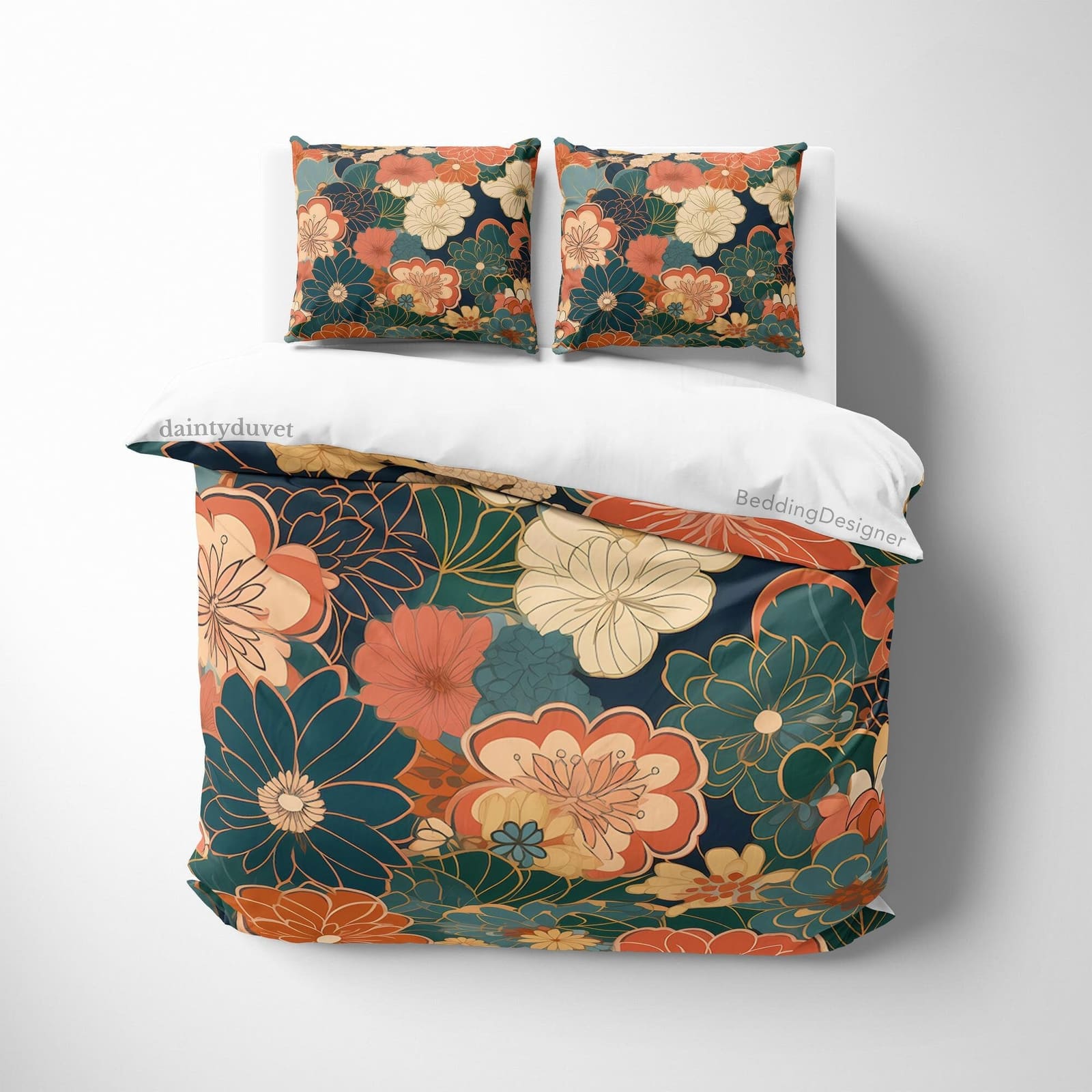 Pastel Color Flower Quilt Cover Japanese Bedding Set, Cotton Duvet Cover Peony Bedspread Adults Bedroom Blanket Cover, Blo…