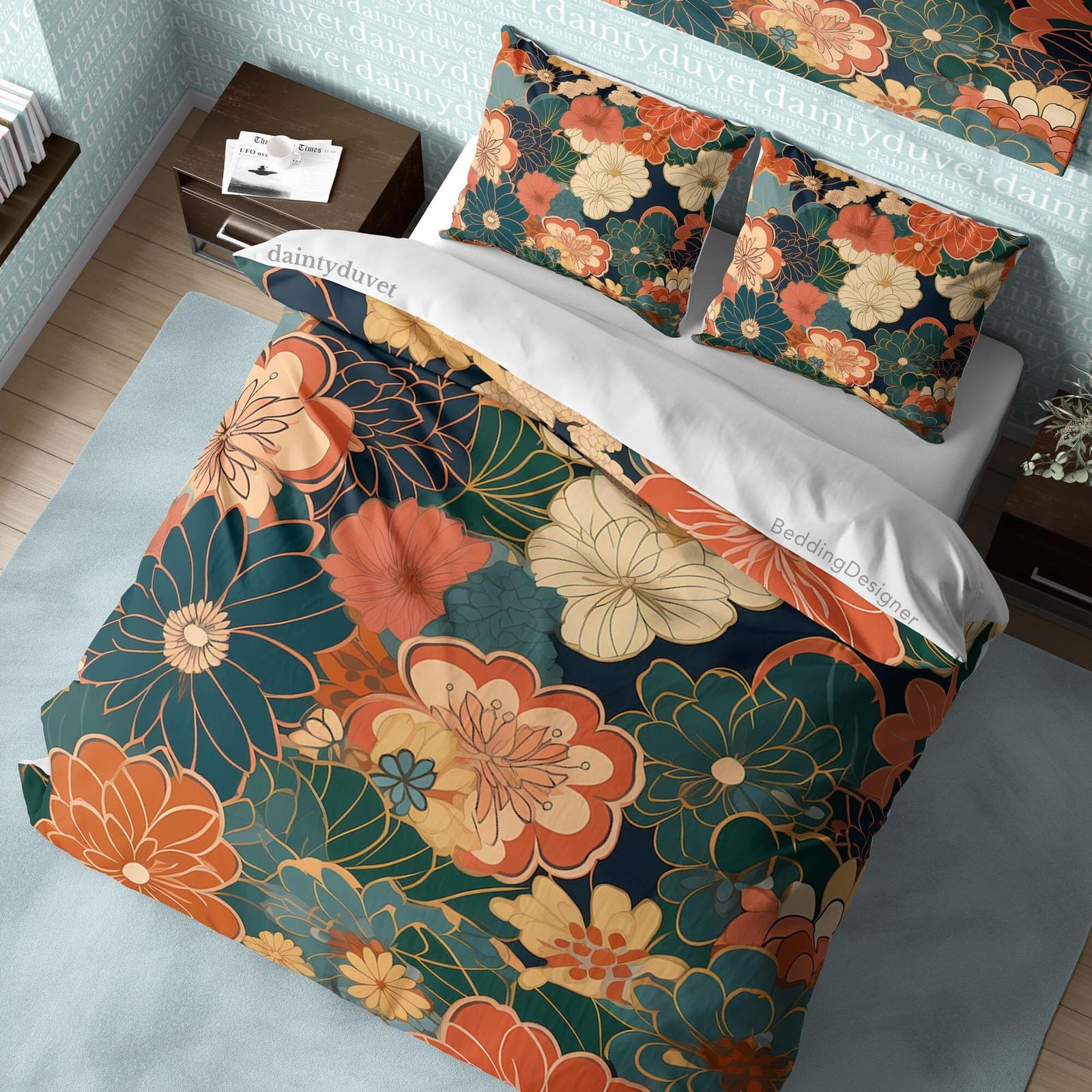 Pastel Color Flower Quilt Cover Japanese Bedding Set, Cotton Duvet Cover Peony Bedspread Adults Bedroom Blanket Cover, Blo…
