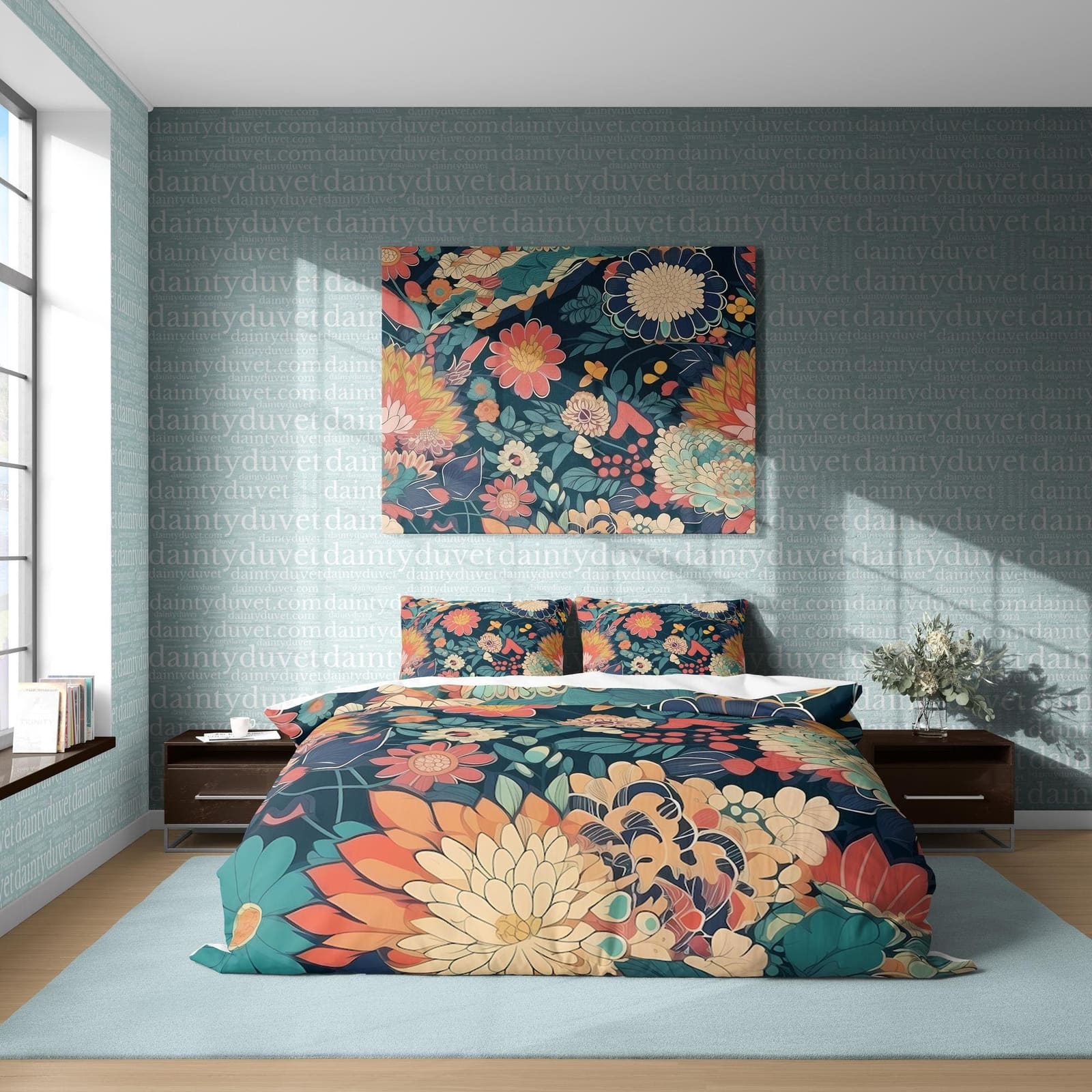 Vintage Flower Quilt Cover Japanese Bedding Set, Cotton Duvet Cover Lotus Blanket Cover, Adults Bedroom Bedspread Colorful…